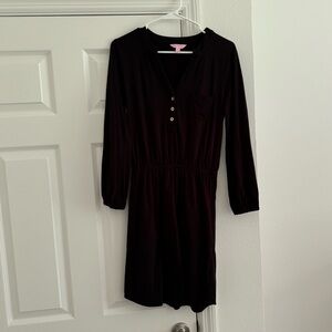 Lilly Pulitzer Black Cotton 3/4 Sleeve Button Front Dress Size Small